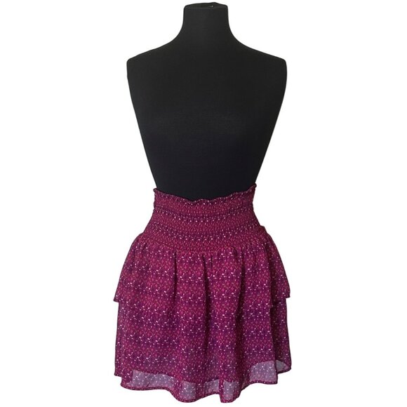 Old Navy Brand Mini Flare Stretch Skirt Red Wine 100% Polyester Junior's Size M - Picture 4 of 11